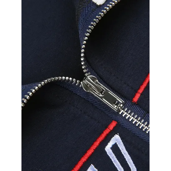 Contrast Color Letter Print Split-Joint Long Sleeves Skinny High Neck Jackets Contrast Color Letter Print Split-Joint Long Sleeves Skinny High Neck Jackets