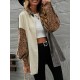 Buttoned Leopard Pockets Split-Joint Long Sleeves Loose Lapel Outerwear Jackets Buttoned Leopard Pockets Split-Joint Long Sleeves Loose Lapel Outerwear Jackets