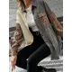 Buttoned Leopard Pockets Split-Joint Long Sleeves Loose Lapel Outerwear Jackets Buttoned Leopard Pockets Split-Joint Long Sleeves Loose Lapel Outerwear Jackets