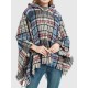 Fringed Hooded Keep Warm Plaid Shawl&Cloak Cape Fringed Hooded Keep Warm Plaid Shawl&Cloak Cape