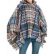 Fringed Hooded Keep Warm Plaid Shawl&Cloak Cape Fringed Hooded Keep Warm Plaid Shawl&Cloak Cape