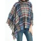 Fringed Hooded Keep Warm Plaid Shawl&Cloak Cape Fringed Hooded Keep Warm Plaid Shawl&Cloak Cape