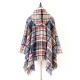Fringed Hooded Keep Warm Plaid Shawl&Cloak Cape Fringed Hooded Keep Warm Plaid Shawl&Cloak Cape