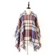 Fringed Hooded Keep Warm Plaid Shawl&Cloak Cape Fringed Hooded Keep Warm Plaid Shawl&Cloak Cape