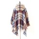 Fringed Hooded Keep Warm Plaid Shawl&Cloak Cape Fringed Hooded Keep Warm Plaid Shawl&Cloak Cape