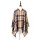 Fringed Hooded Keep Warm Plaid Shawl&Cloak Cape Fringed Hooded Keep Warm Plaid Shawl&Cloak Cape