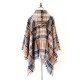 Fringed Hooded Keep Warm Plaid Shawl&Cloak Cape Fringed Hooded Keep Warm Plaid Shawl&Cloak Cape
