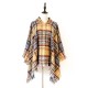 Fringed Hooded Keep Warm Plaid Shawl&Cloak Cape Fringed Hooded Keep Warm Plaid Shawl&Cloak Cape