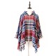 Fringed Hooded Keep Warm Plaid Shawl&Cloak Cape Fringed Hooded Keep Warm Plaid Shawl&Cloak Cape