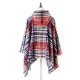 Fringed Hooded Keep Warm Plaid Shawl&Cloak Cape Fringed Hooded Keep Warm Plaid Shawl&Cloak Cape