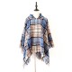 Fringed Hooded Keep Warm Plaid Shawl&Cloak Cape Fringed Hooded Keep Warm Plaid Shawl&Cloak Cape