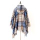 Fringed Hooded Keep Warm Plaid Shawl&Cloak Cape Fringed Hooded Keep Warm Plaid Shawl&Cloak Cape