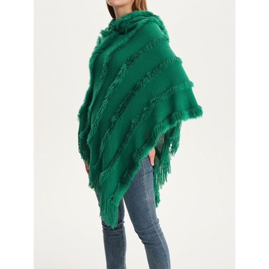 Hooded Keep Warm Solid Color Tasseled Shawl&Cloak Cape Hooded Keep Warm Solid Color Tasseled Shawl&Cloak Cape