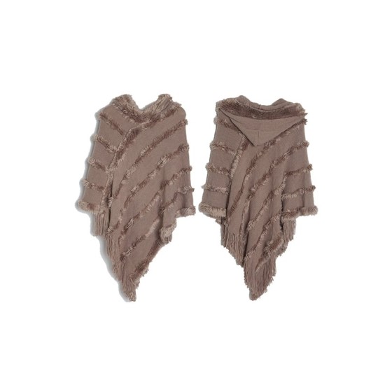 Hooded Keep Warm Solid Color Tasseled Shawl&Cloak Cape Hooded Keep Warm Solid Color Tasseled Shawl&Cloak Cape