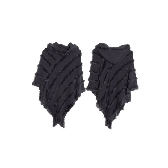 Hooded Keep Warm Solid Color Tasseled Shawl&Cloak Cape Hooded Keep Warm Solid Color Tasseled Shawl&Cloak Cape