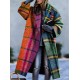 Long Sleeves Loose Contrast Color Plaid Split-Joint Lapel Outerwear Windbreakers Woolen Coat Long Sleeves Loose Contrast Color Plaid Split-Joint Lapel Outerwear Windbreakers Woolen Coat