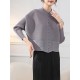 Buttoned Pleated Pockets Solid Color Long Sleeves Loose Round-Neck Outerwear Buttoned Pleated Pockets Solid Color Long Sleeves Loose Round-Neck Outerwear