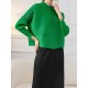 Buttoned Pleated Pockets Solid Color Long Sleeves Loose Round-Neck Outerwear Buttoned Pleated Pockets Solid Color Long Sleeves Loose Round-Neck Outerwear