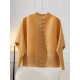 Buttoned Pleated Pockets Solid Color Long Sleeves Loose Round-Neck Outerwear Buttoned Pleated Pockets Solid Color Long Sleeves Loose Round-Neck Outerwear