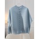 Buttoned Pleated Pockets Solid Color Long Sleeves Loose Round-Neck Outerwear Buttoned Pleated Pockets Solid Color Long Sleeves Loose Round-Neck Outerwear