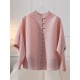 Buttoned Pleated Pockets Solid Color Long Sleeves Loose Round-Neck Outerwear Buttoned Pleated Pockets Solid Color Long Sleeves Loose Round-Neck Outerwear