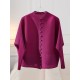 Buttoned Pleated Pockets Solid Color Long Sleeves Loose Round-Neck Outerwear Buttoned Pleated Pockets Solid Color Long Sleeves Loose Round-Neck Outerwear