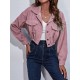Buttoned Elasticity Pleated Long Sleeves Loose Lapel Outerwear Jackets Buttoned Elasticity Pleated Long Sleeves Loose Lapel Outerwear Jackets