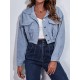 Buttoned Elasticity Pleated Long Sleeves Loose Lapel Outerwear Jackets Buttoned Elasticity Pleated Long Sleeves Loose Lapel Outerwear Jackets