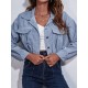Buttoned Elasticity Pleated Long Sleeves Loose Lapel Outerwear Jackets Buttoned Elasticity Pleated Long Sleeves Loose Lapel Outerwear Jackets