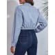 Buttoned Elasticity Pleated Long Sleeves Loose Lapel Outerwear Jackets Buttoned Elasticity Pleated Long Sleeves Loose Lapel Outerwear Jackets