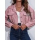 Buttoned Elasticity Pleated Long Sleeves Loose Lapel Outerwear Jackets Buttoned Elasticity Pleated Long Sleeves Loose Lapel Outerwear Jackets