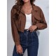 Buttoned Elasticity Pleated Long Sleeves Loose Lapel Outerwear Jackets Buttoned Elasticity Pleated Long Sleeves Loose Lapel Outerwear Jackets