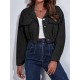 Buttoned Elasticity Pleated Long Sleeves Loose Lapel Outerwear Jackets Buttoned Elasticity Pleated Long Sleeves Loose Lapel Outerwear Jackets