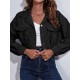 Buttoned Elasticity Pleated Long Sleeves Loose Lapel Outerwear Jackets Buttoned Elasticity Pleated Long Sleeves Loose Lapel Outerwear Jackets
