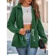 Drawstring Solid Color Velvet Zipper Long Sleeves Loose Stand Collar Outerwear Drawstring Solid Color Velvet Zipper Long Sleeves Loose Stand Collar Outerwear