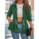 Drawstring Solid Color Velvet Zipper Long Sleeves Loose Stand Collar Outerwear Drawstring Solid Color Velvet Zipper Long Sleeves Loose Stand Collar Outerwear
