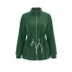 Drawstring Solid Color Velvet Zipper Long Sleeves Loose Stand Collar Outerwear Drawstring Solid Color Velvet Zipper Long Sleeves Loose Stand Collar Outerwear