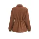 Drawstring Solid Color Velvet Zipper Long Sleeves Loose Stand Collar Outerwear Drawstring Solid Color Velvet Zipper Long Sleeves Loose Stand Collar Outerwear