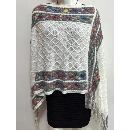 Asymmetric Tasseled Loose V-Neck Shawl&Cloak Cape