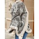 Jacquard Keep Warm Velvet Long Sleeves Loose Collarless Shawl Cape Jacquard Keep Warm Velvet Long Sleeves Loose Collarless Shawl Cape