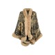 Jacquard Keep Warm Velvet Long Sleeves Loose Collarless Shawl Cape Jacquard Keep Warm Velvet Long Sleeves Loose Collarless Shawl Cape