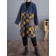 Buttoned Fringed Plaid Pockets Split-Joint Long Sleeves Loose Notched Collar Denim Outerwear Buttoned Fringed Plaid Pockets Split-Joint Long Sleeves Loose Notched Collar Denim Outerwear