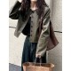 Buttoned Pockets Long Sleeves Loose Round-neck Jackets Buttoned Pockets Long Sleeves Loose Round-neck Jackets
