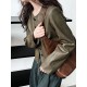 Buttoned Pockets Long Sleeves Loose Round-neck Jackets Buttoned Pockets Long Sleeves Loose Round-neck Jackets