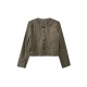 Buttoned Pockets Long Sleeves Loose Round-neck Jackets Buttoned Pockets Long Sleeves Loose Round-neck Jackets
