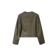 Buttoned Pockets Long Sleeves Loose Round-neck Jackets Buttoned Pockets Long Sleeves Loose Round-neck Jackets