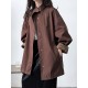 Pockets Solid Color Long Sleeves Loose Stand Collar Trench Coats Outerwear Pockets Solid Color Long Sleeves Loose Stand Collar Trench Coats Outerwear