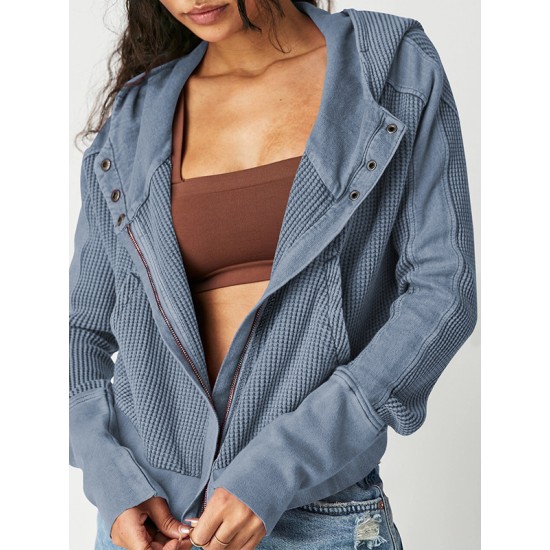 Buttoned Pockets Split-Joint Zipper Hooded Long Sleeves Hooded Outerwear Buttoned Pockets Split-Joint Zipper Hooded Long Sleeves Hooded Outerwear