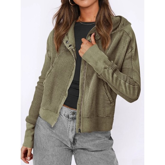 Buttoned Pockets Split-Joint Zipper Hooded Long Sleeves Hooded Outerwear Buttoned Pockets Split-Joint Zipper Hooded Long Sleeves Hooded Outerwear