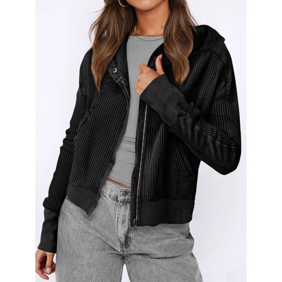 Buttoned Pockets Split-Joint Zipper Hooded Long Sleeves Hooded Outerwear Buttoned Pockets Split-Joint Zipper Hooded Long Sleeves Hooded Outerwear
